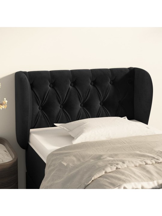 Čelo postele typu ušák černé 83x23x78/88 cm samet