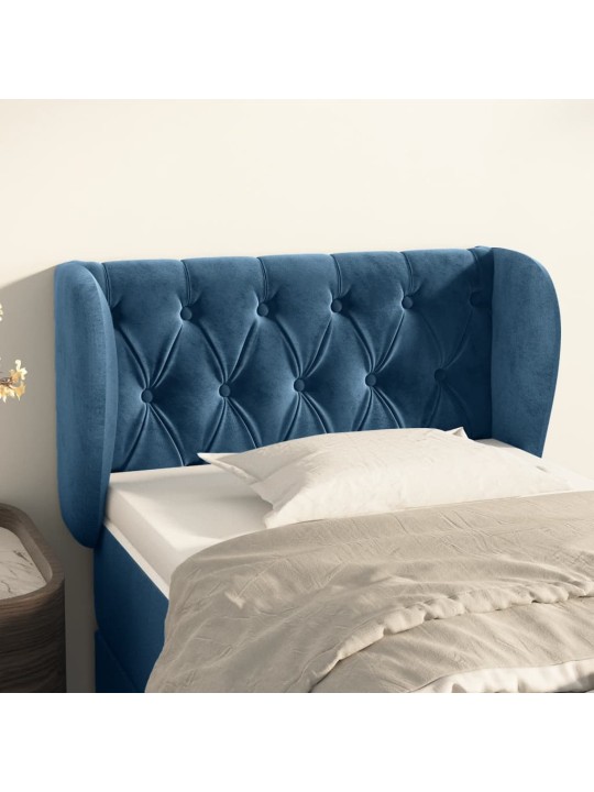 Čelo postele typu ušák tmavě modré 83x23x78/88 cm samet