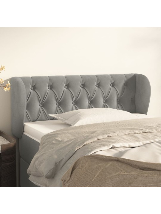 Čelo postele typu ušák světle šedé 93x23x78/88 cm samet
