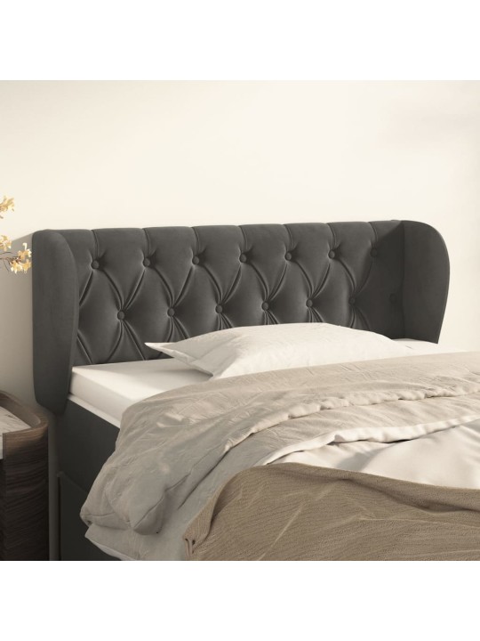 Čelo postele typu ušák tmavě šedé 93x23x78/88 cm samet