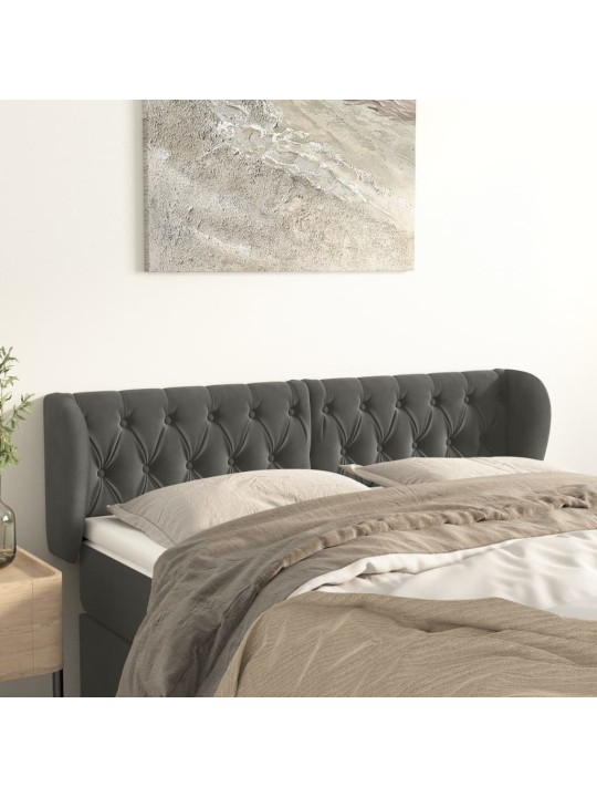 Čelo postele typu ušák tmavě šedé 147x23x78/88 cm samet