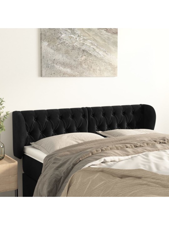 Čelo postele typu ušák černé 147x23x78/88 cm samet