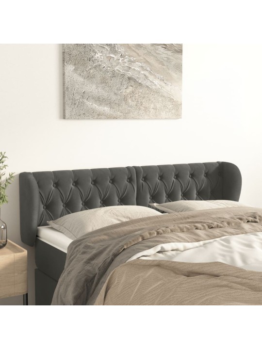 Čelo postele typu ušák tmavě šedé 163x23x78/88 cm samet