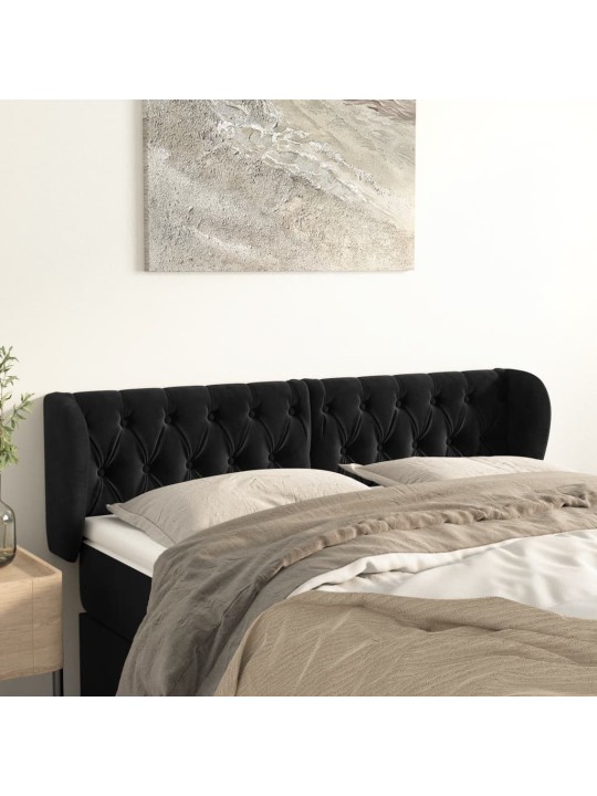 Čelo postele typu ušák černé 163x23x78/88 cm samet