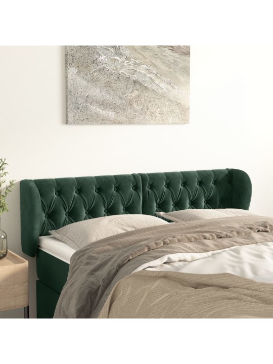 Čelo postele typu ušák tmavě zelené 163x23x78/88 cm samet