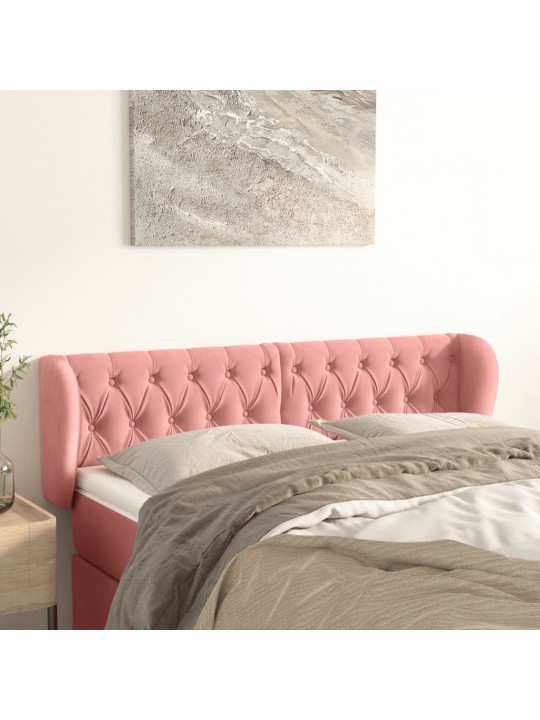 Čelo postele typu ušák růžová 163x23x78/88 cm samet