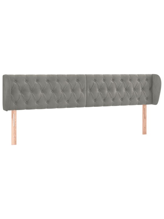 Čelo postele typu ušák světle šedé 183x23x78/88 cm samet