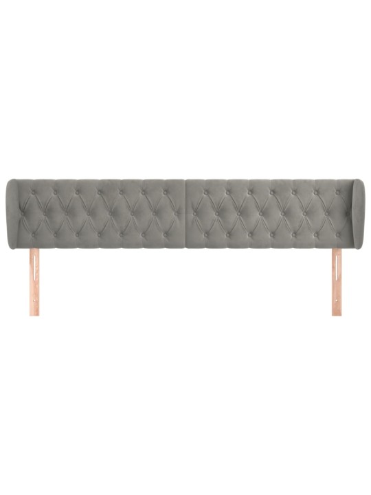 Čelo postele typu ušák světle šedé 183x23x78/88 cm samet