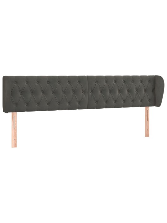 Čelo postele typu ušák tmavě šedé 183x23x78/88 cm samet