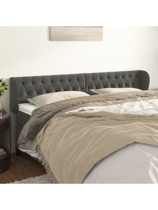 Čelo postele typu ušák tmavě šedé 183x23x78/88 cm samet