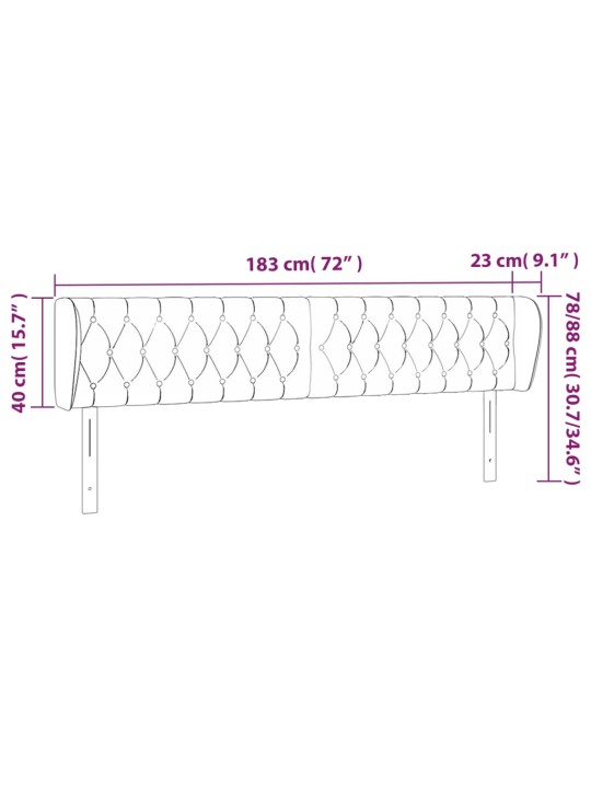 Čelo postele typu ušák tmavě zelené 183x23x78/88 cm samet