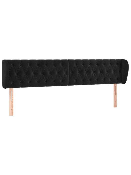 Čelo postele typu ušák černé 203x23x78/88 cm samet