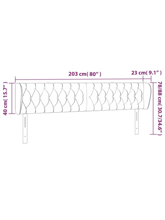 Čelo postele typu ušák tmavě zelené 203x23x78/88 cm samet