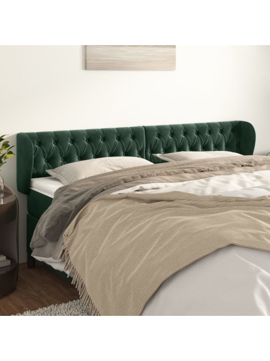 Čelo postele typu ušák tmavě zelené 203x23x78/88 cm samet