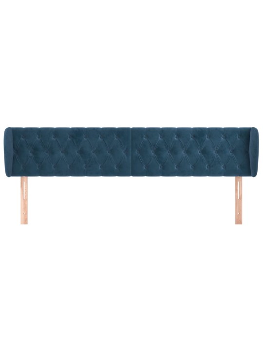 Čelo postele typu ušák tmavě modré 203x23x78/88 cm samet