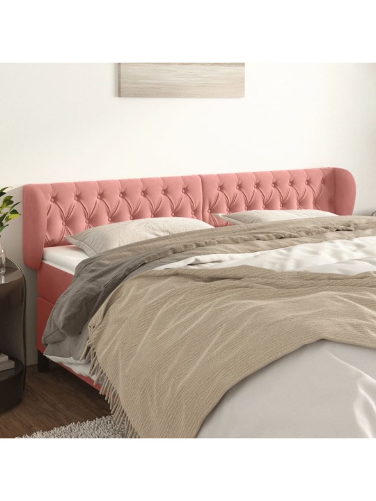 Čelo postele typu ušák růžová 203x23x78/88 cm samet