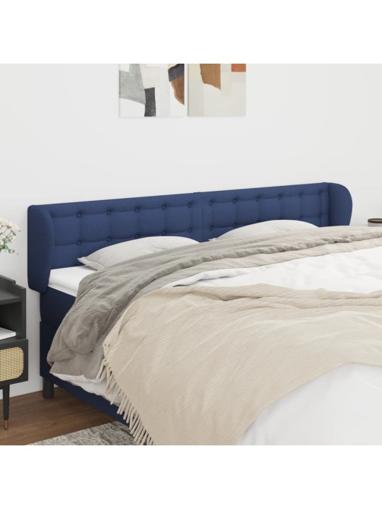 Čelo postele typu ušák modré 203x23x78/88 cm textil