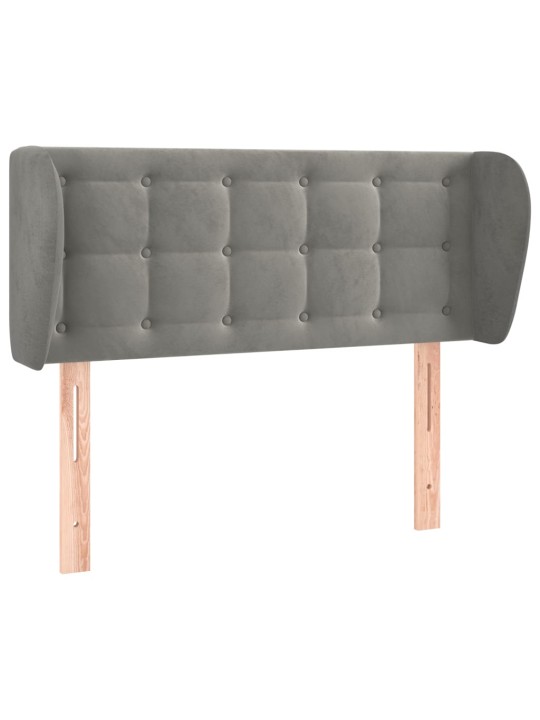Čelo postele typu ušák světle šedé 83x23x78/88 cm samet