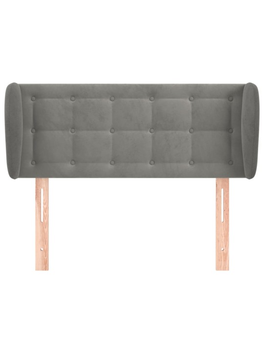 Čelo postele typu ušák světle šedé 83x23x78/88 cm samet
