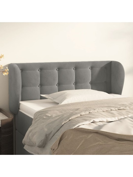 Čelo postele typu ušák světle šedé 83x23x78/88 cm samet