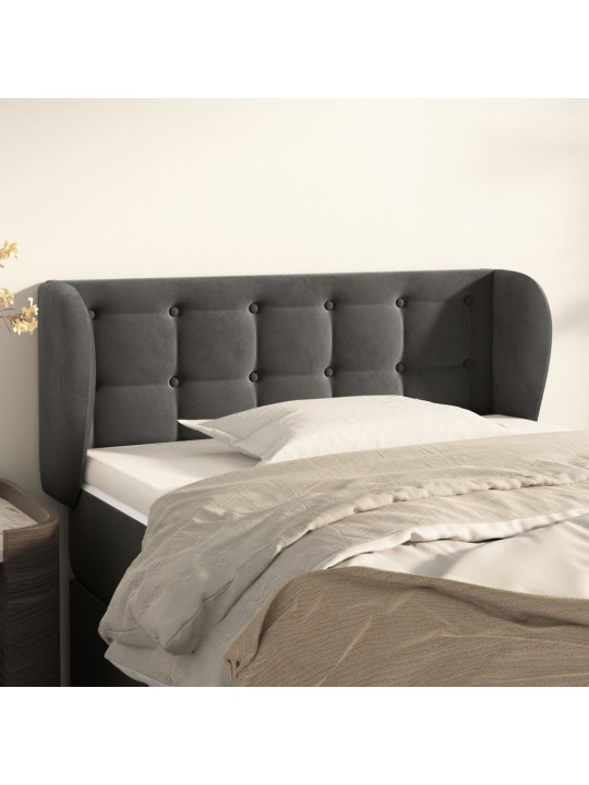 Čelo postele typu ušák tmavě šedé 83x23x78/88 cm samet