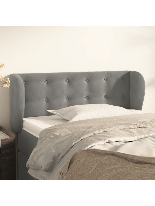 Čelo postele typu ušák světle šedé 93x23x78/88 cm samet