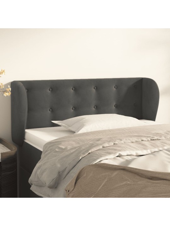 Čelo postele typu ušák tmavě šedé 93x23x78/88 cm samet