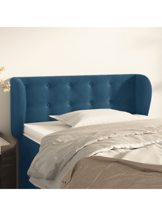 Čelo postele typu ušák tmavě modré 93x23x78/88 cm samet