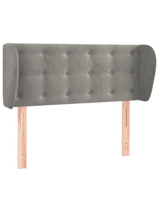 Čelo postele typu ušák světle šedé 103x23x78/88 cm samet