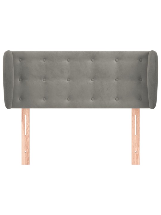Čelo postele typu ušák světle šedé 103x23x78/88 cm samet