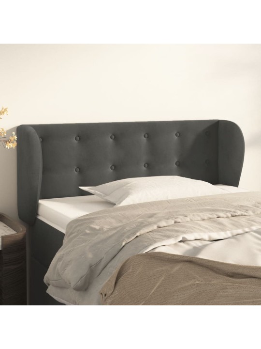 Čelo postele typu ušák tmavě šedé 103x23x78/88 cm samet