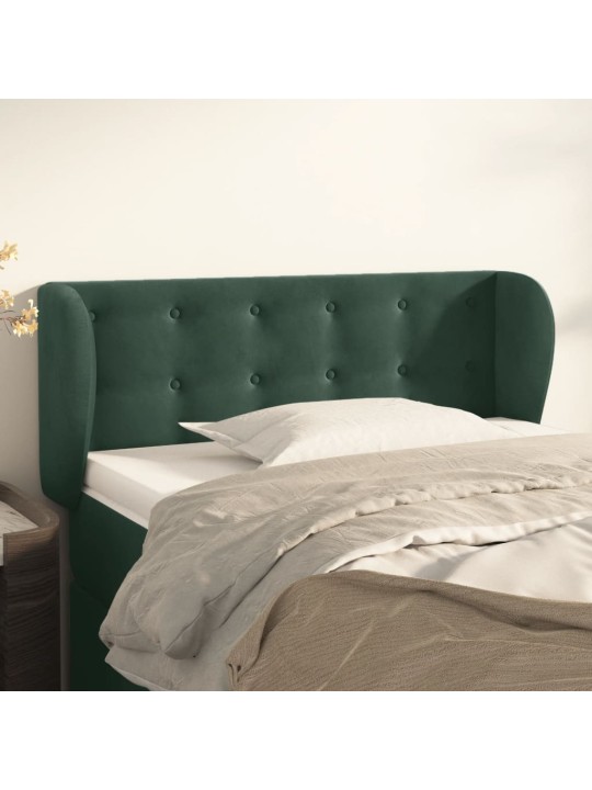 Čelo postele typu ušák tmavě zelené 103x23x78/88 cm samet
