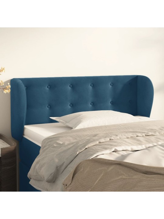 Čelo postele typu ušák tmavě modré 103x23x78/88 cm samet