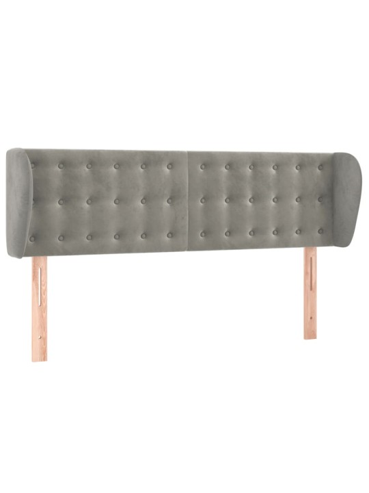Čelo postele typu ušák světle šedé 147x23x78/88 cm samet