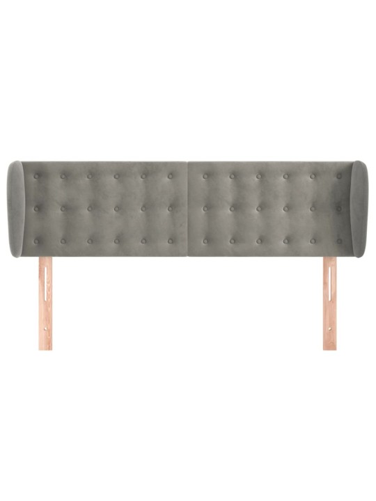 Čelo postele typu ušák světle šedé 147x23x78/88 cm samet