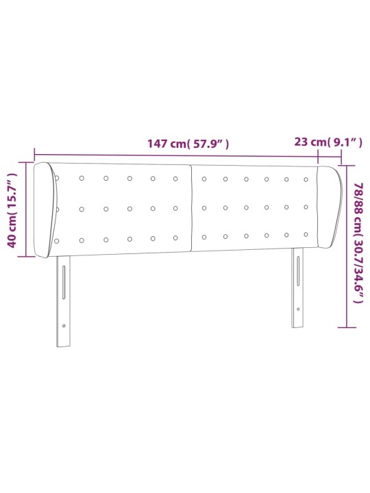 Čelo postele typu ušák tmavě šedé 147x23x78/88 cm samet