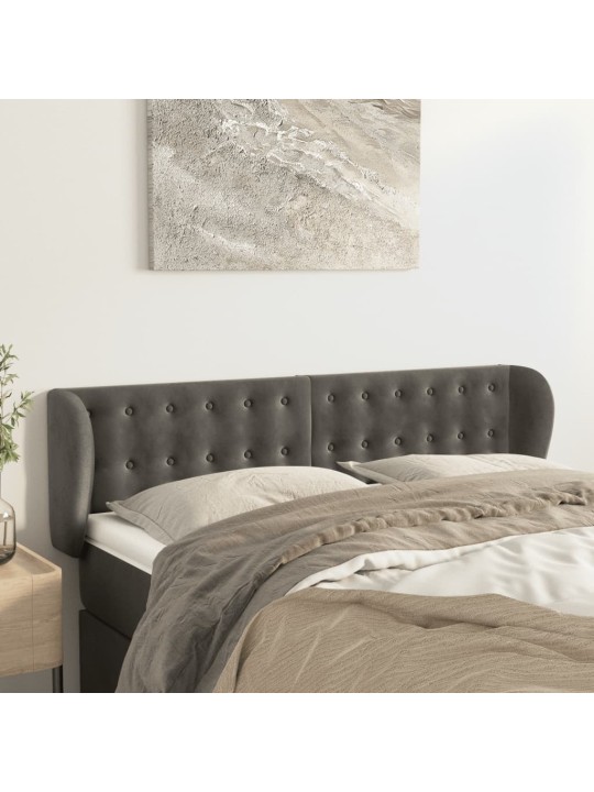 Čelo postele typu ušák tmavě šedé 147x23x78/88 cm samet