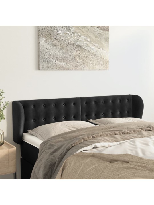 Čelo postele typu ušák černé 147x23x78/88 cm samet