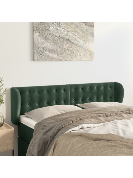 Čelo postele typu ušák tmavě zelené 147x23x78/88 cm samet
