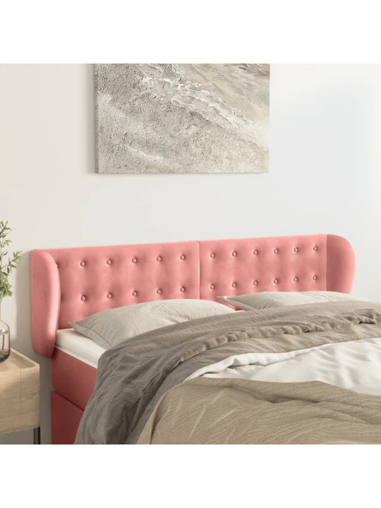 Čelo postele typu ušák růžová 147x23x78/88 cm samet