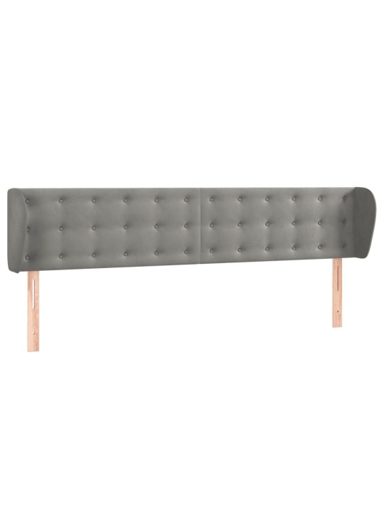 Čelo postele typu ušák světle šedé 183x23x78/88 cm samet