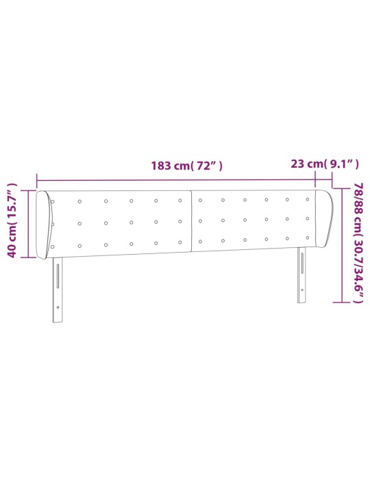 Čelo postele typu ušák tmavě zelené 183x23x78/88 cm samet