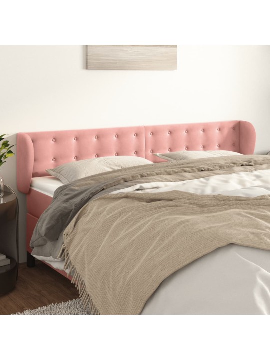 Čelo postele typu ušák růžová 183x23x78/88 cm samet