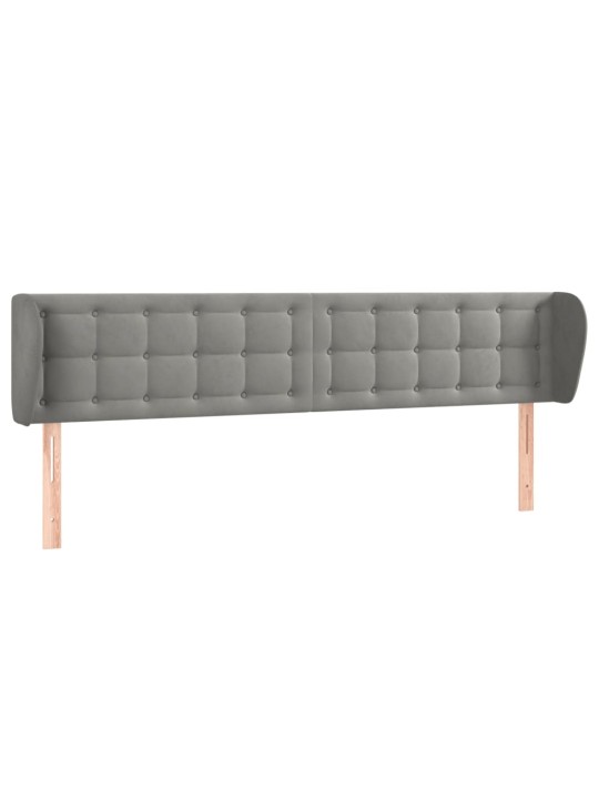 Čelo postele typu ušák světle šedé 203x23x78/88 cm samet