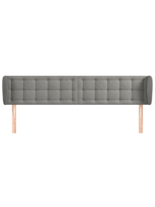 Čelo postele typu ušák světle šedé 203x23x78/88 cm samet