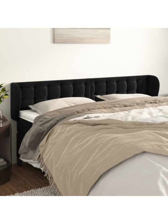 Čelo postele typu ušák černé 203x23x78/88 cm samet