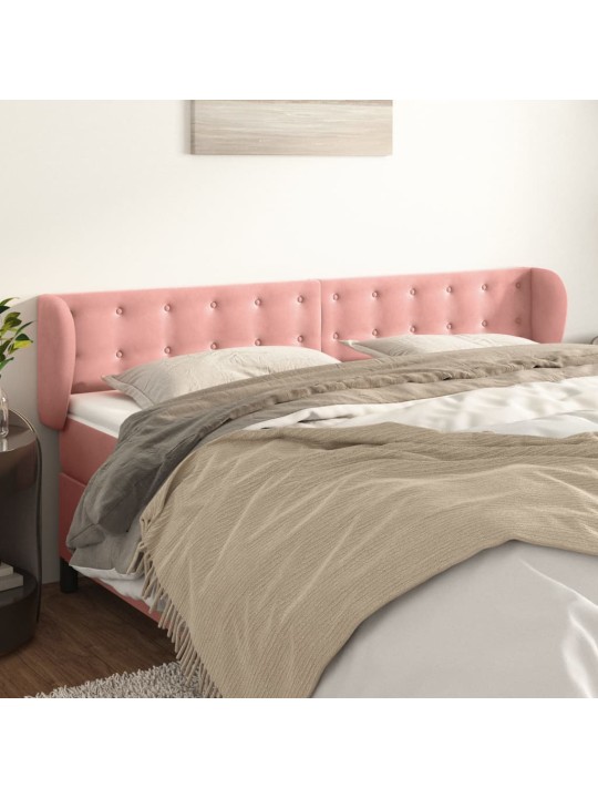Čelo postele typu ušák růžová 203x23x78/88 cm samet