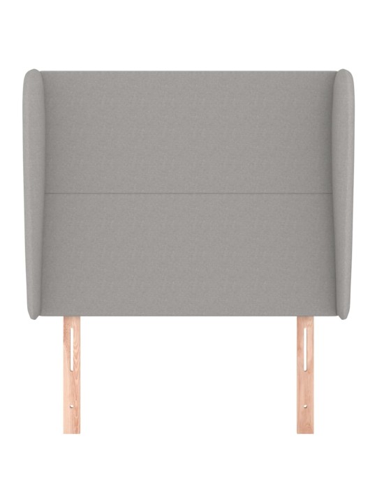 Čelo postele typu ušák světle šedé 83 x 23 x 118/128 cm textil