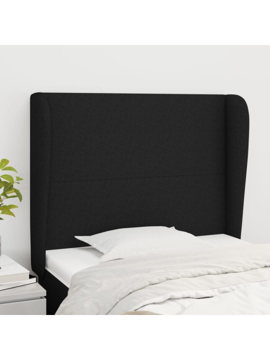 Čelo postele typu ušák černé 83 x 23 x 118/128 cm textil