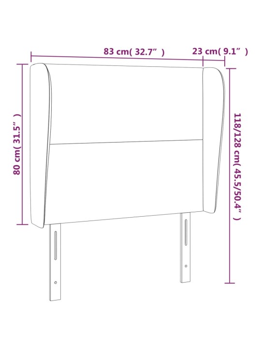 Čelo postele typu ušák tmavě hnědé 83 x 23 x 118/128 cm textil